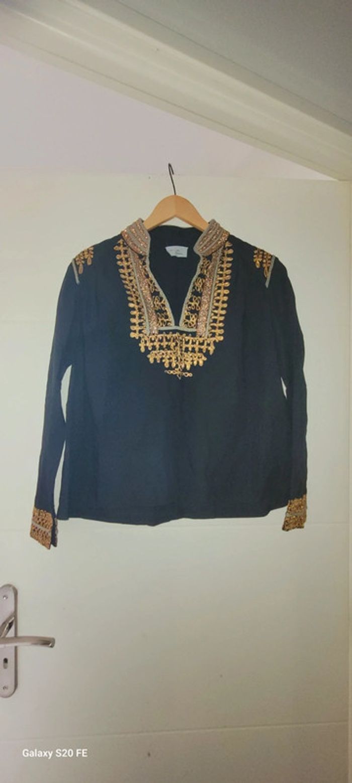 Superbe blouse brodée au fil doré taille 36 my sunday morning parfait état