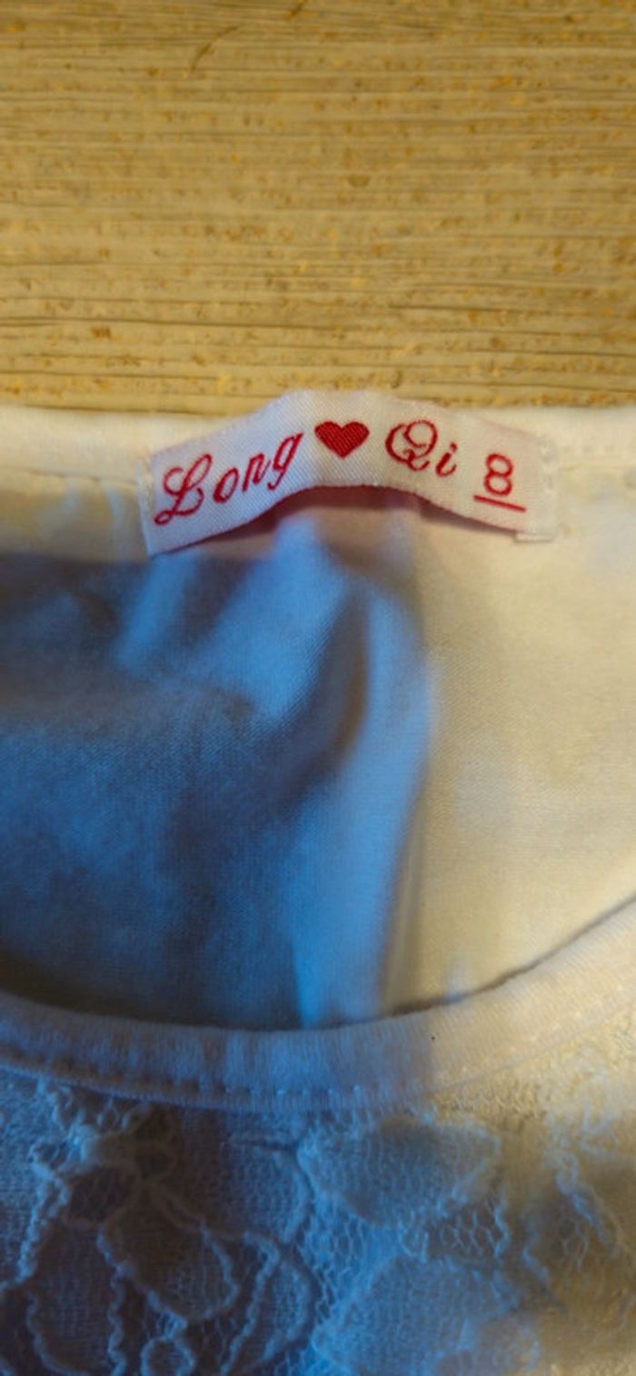 Tunique longue brodée, beige, Long Qi, neuve, 8 ans - photo numéro 6