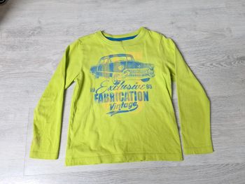 Tee-shirt voiture manches longues orchestra 6 ans vert fluo