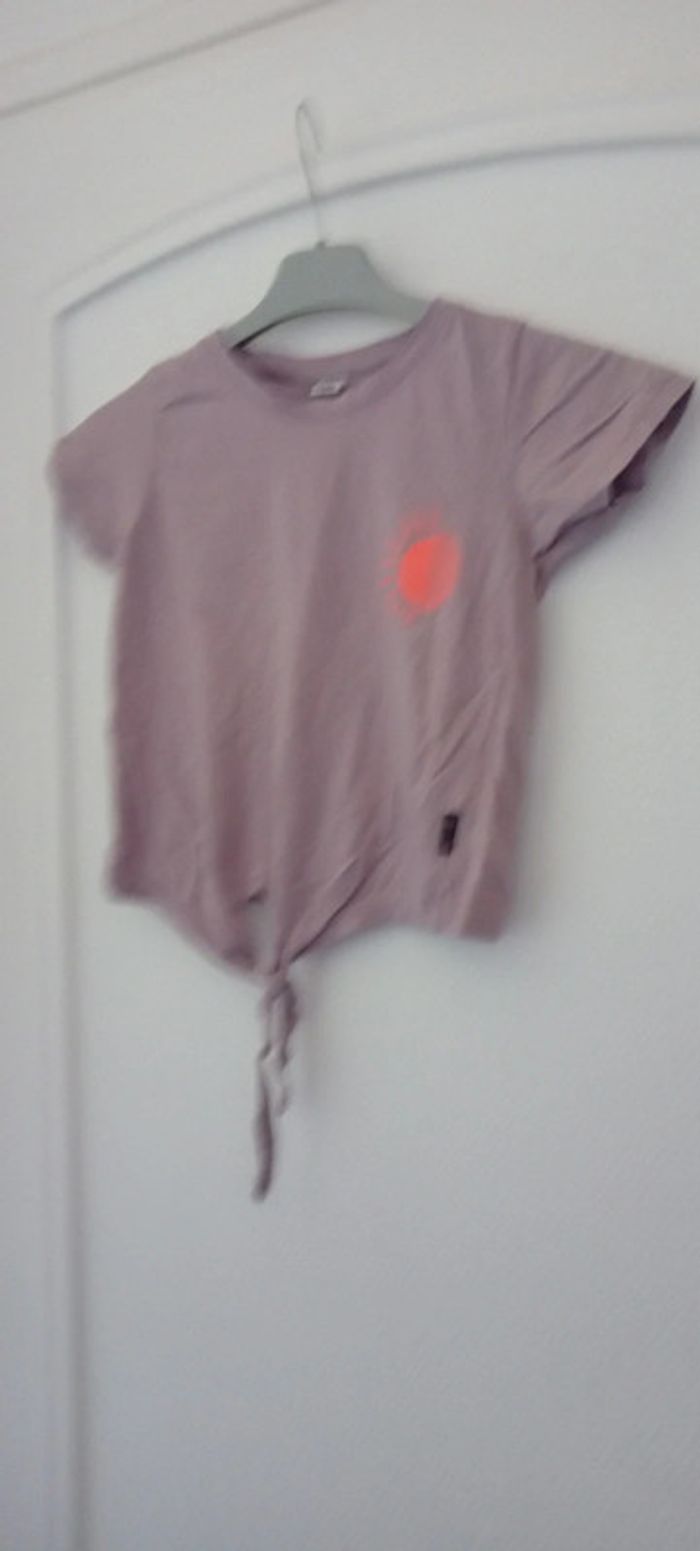 Tee-shirt à nouer thème nature mauve fille 10 ans zeeman - photo numéro 2