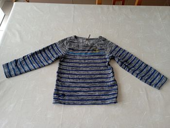 Tee shirt épais manches longues rayé bleu orchestra 5 ans