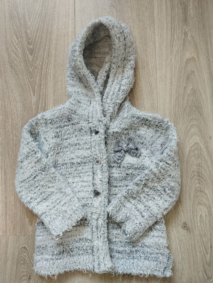 Gilet chaud capuche gris argenté fille 24 mois Gémo