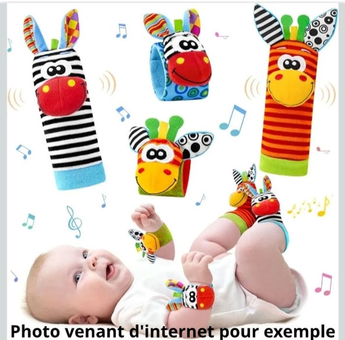 Lot de 4 hochets poignets/pieds mixte 0-12 mois - photo numéro 2