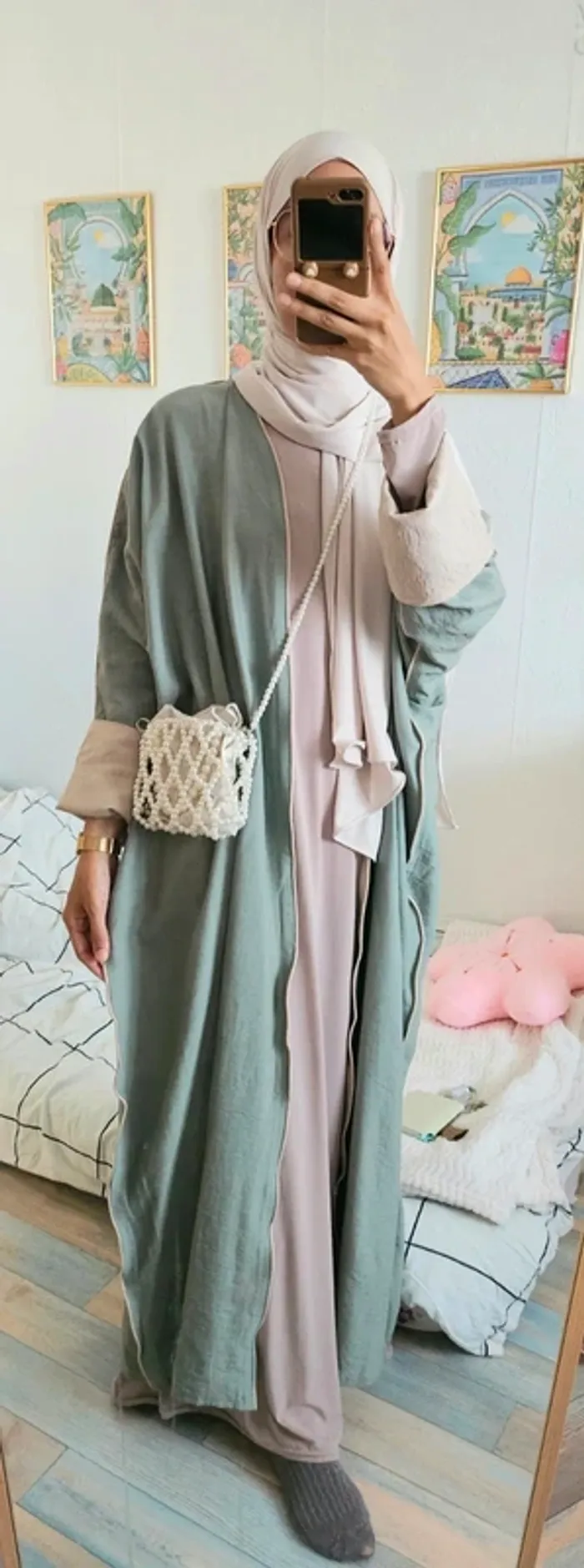 Abaya vert d'eau Jennah boutique NEUVE avec étiquette jamais porté - photo numéro 3