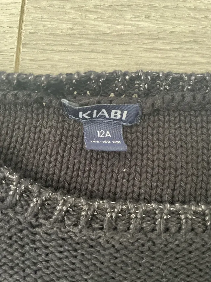 Pull fille noir maille - photo numéro 2