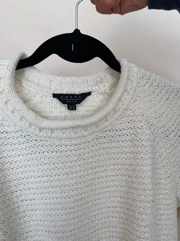 pull chaud  blanc crème Amara reya taille M - photo numéro 3