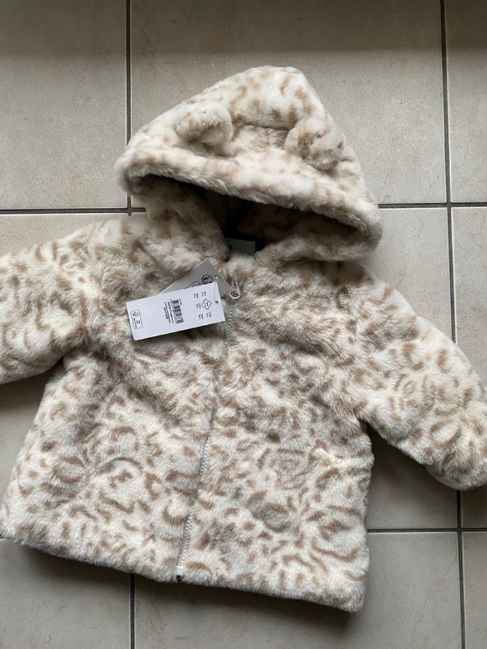 Veste fausse fourrure doudoune bébé fille 9 mois Tex léopard - photo numéro 11