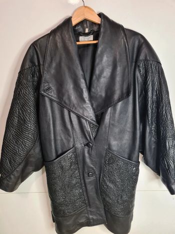 Manteau cuir noir vintage oversize