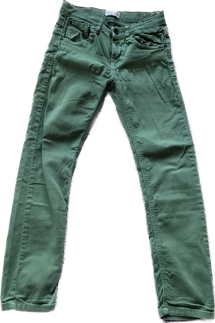 Pantalon jean vert 10 ans Zara Boys / réglage taille élastique
