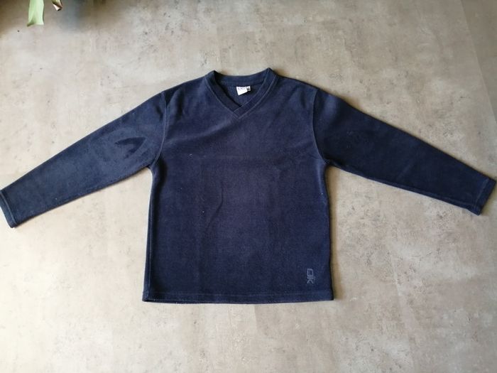 Polaire col V bleu marine 10 ans Okaïdi