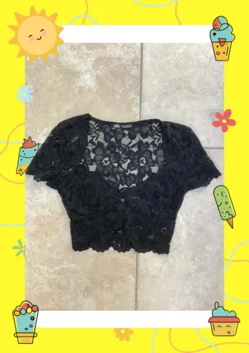 Top court dentelle noir Zara S 36