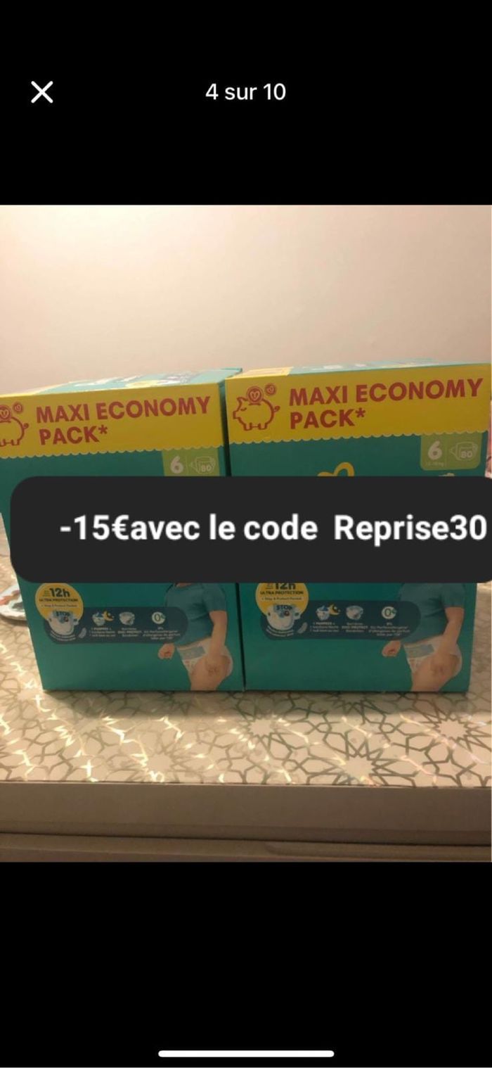 2 carton de couches Pampers taille 6