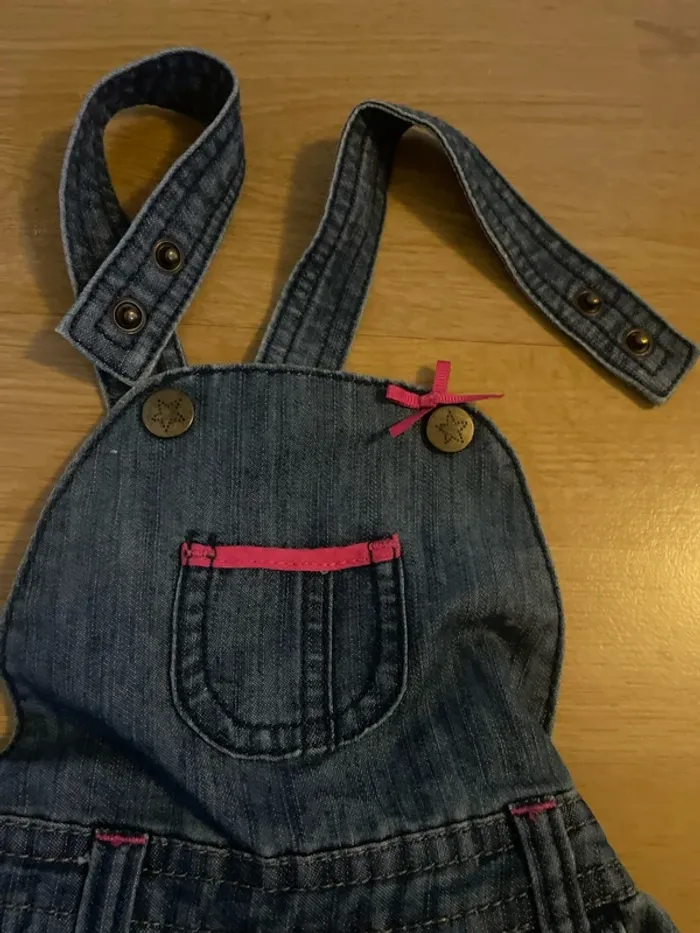 Salopette short en jean souple fille 9 mois Premaman - photo numéro 3