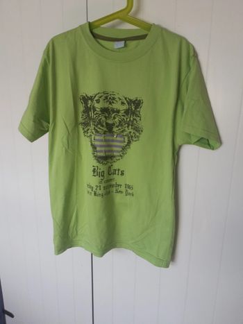 T shirt vert tête de tigre b&c kids