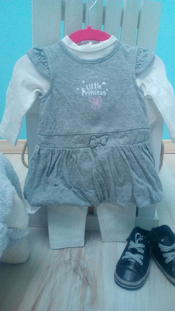 Ensemble robe grise 'little princess' - photo numéro 2