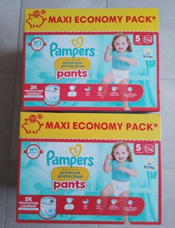 2 cartons de couches pampers pants premium taille 5