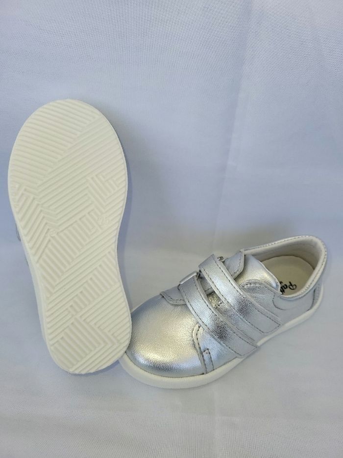 Chaussures tennis fille en cuir argent Point 25 Made in France 🇨🇵 - photo numéro 4