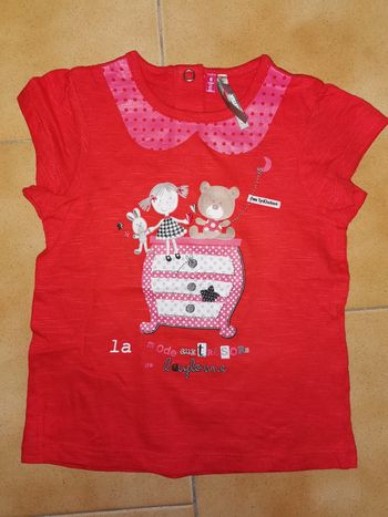 Tee shirt mc rouge dessin 6mois