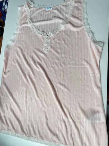 Débardeur fluide taille XL rose à dentelle blanche Océalis Damart