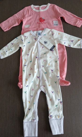 Lot de deux pyjamas fille petit bateau en coton 6 mois