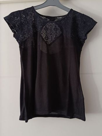 Tee-shirt noir dentelle T XS