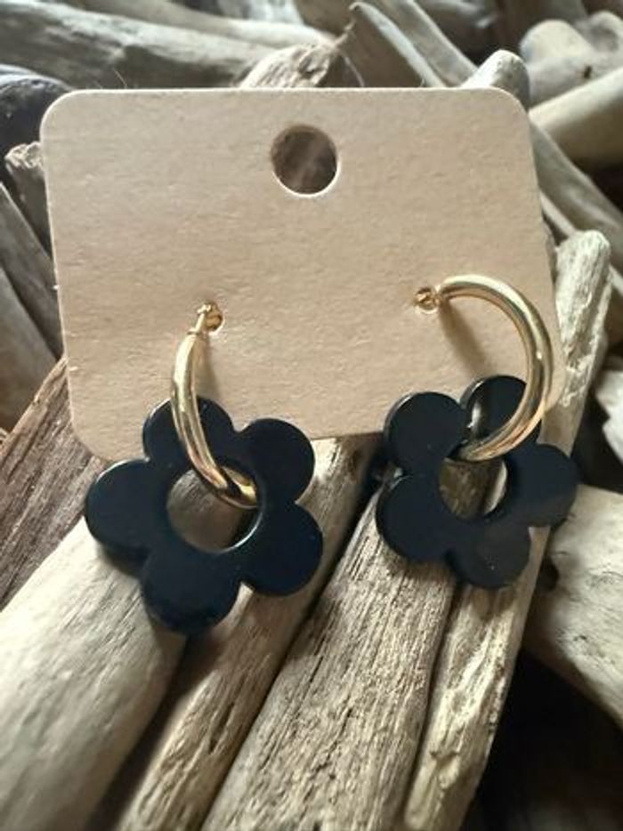 Boucle fleur fantaisie noir