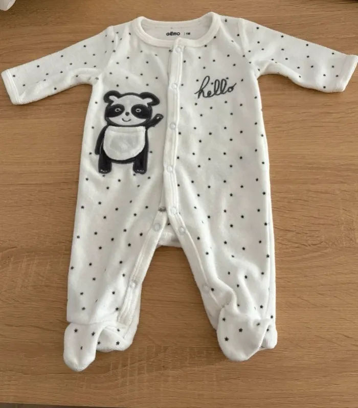 Pyjama hiver bébé 1 mois – Gemo – Panda “Hello”