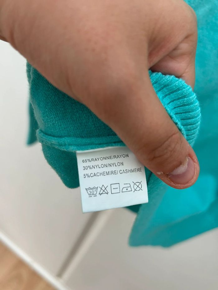 Pull turquoise léger taille unique femme comme neuf - photo numéro 5