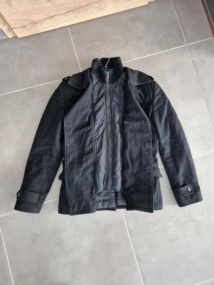 Manteau noir homme zip boutons - photo numéro 3