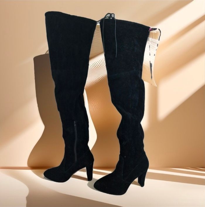 Magnifiques cuissardes à talons style daim