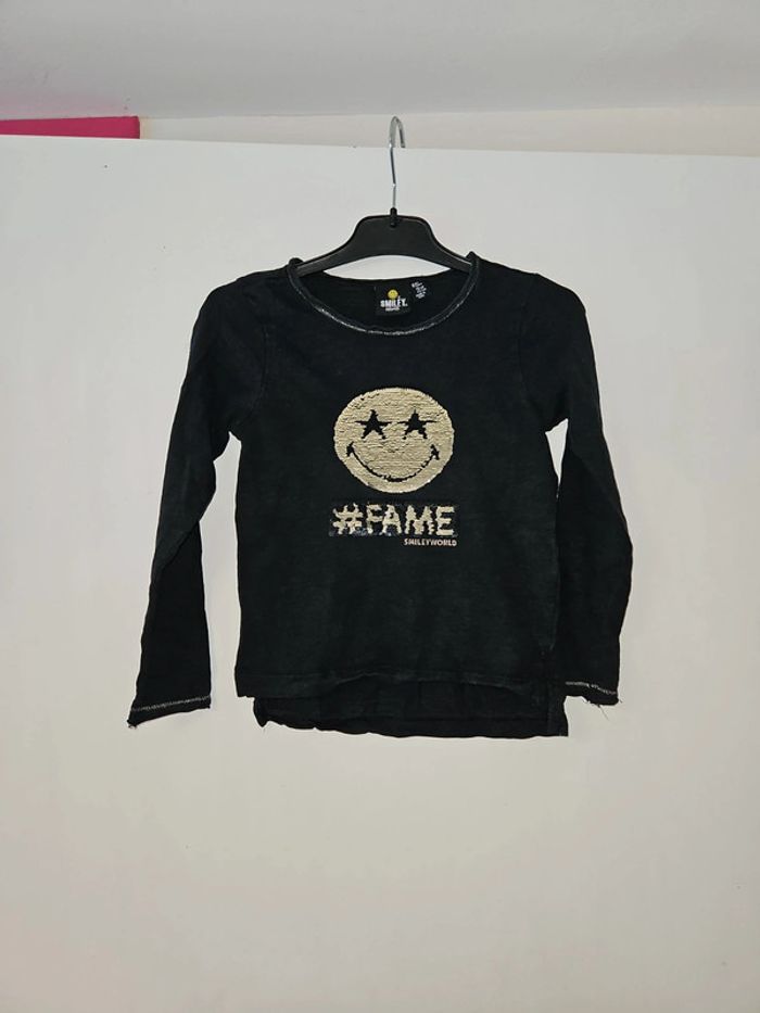 Tee-shirt manche longue fille à sequins 6 ans