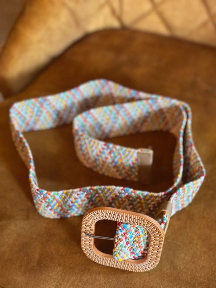 🌈 Ceinture tressée multicolore avec boucle carrée - photo numéro 4