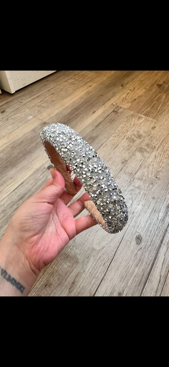 Serre tête large strass argenté enfant et adulte - photo numéro 3