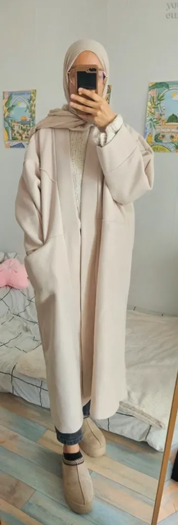 Manteau kimono avec poches crème NEUF