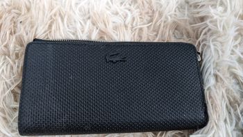 Lacoste Cuir porte-monnaie Chantaco Classics Slim Zip Wallet Noir