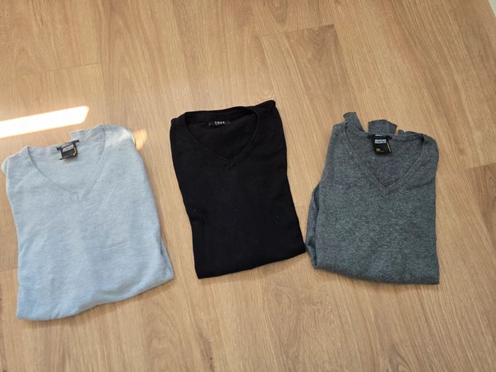 Lot de 3 pulls smog taille m col V - photo numéro 2
