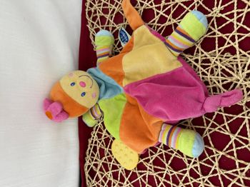 Tortue MOTS D'ENFANTS doudou plat multicolore