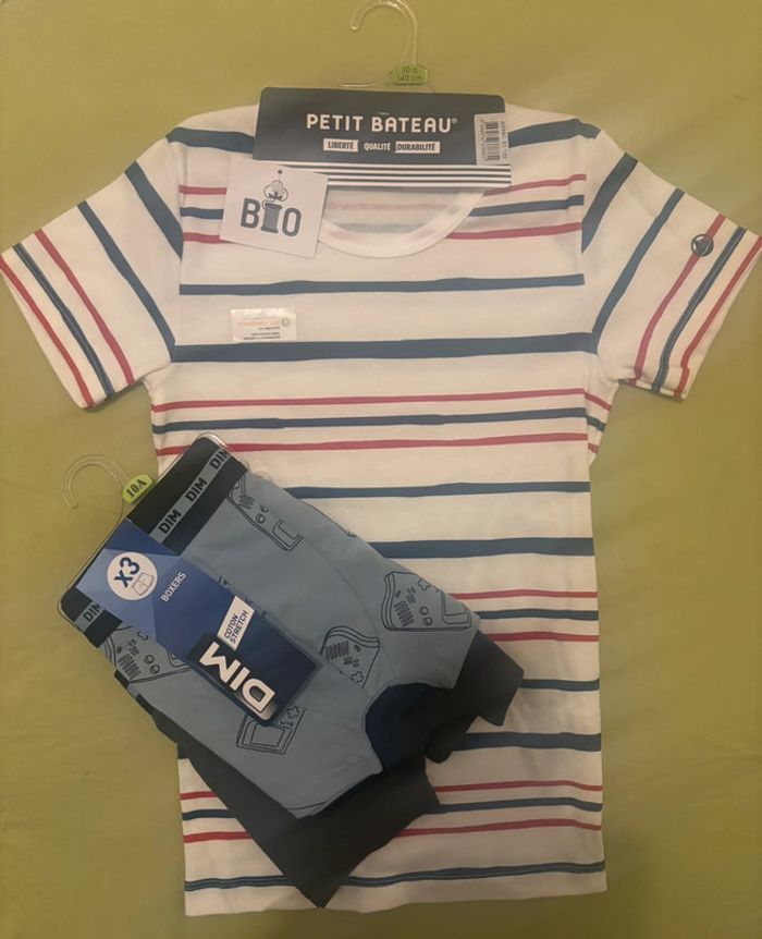 Tee-shirt petit bateau et lot de 3 boxers dim (10 ans)