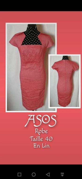 Robe en lin rouge corail chic Taille 40 Asos
