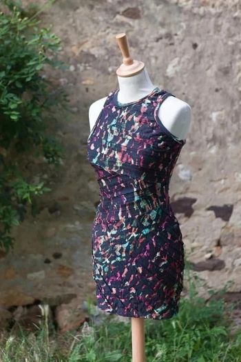 Robe moulante noir et multicolore - Topshop