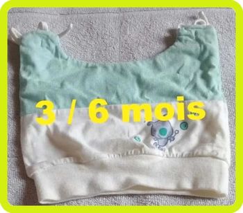 Bonnet léger blanc  vert  eau  Taille 3  /  6  mois