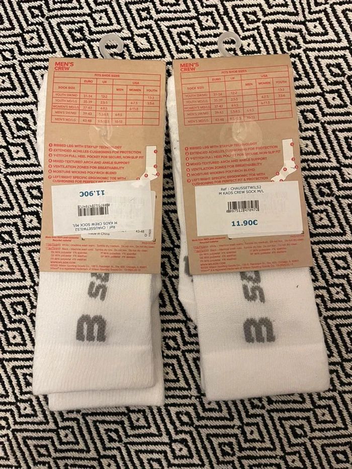 Wilson - 2 paires de chaussettes de Tennis Kaos crew sock Taille 43-48 - photo numéro 2
