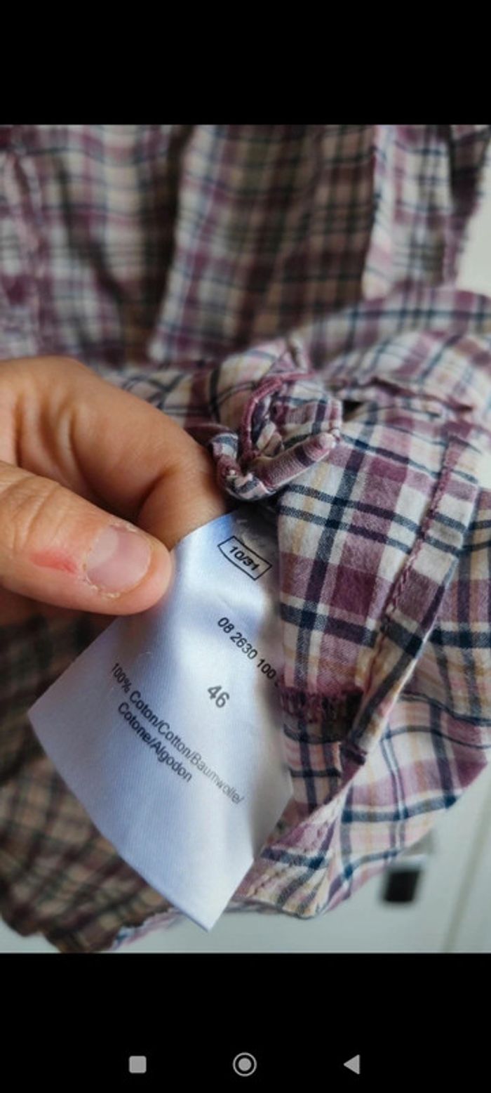 Chemise longue mauve à carreaux taille 46 - photo numéro 6