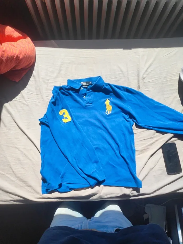 Polo Ralph Lauren bleu a manche longue - photo numéro 12