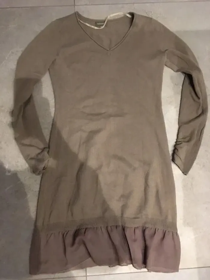 👗 Robe laine marron – Manches longues – Taille 38/40 – In Extenso