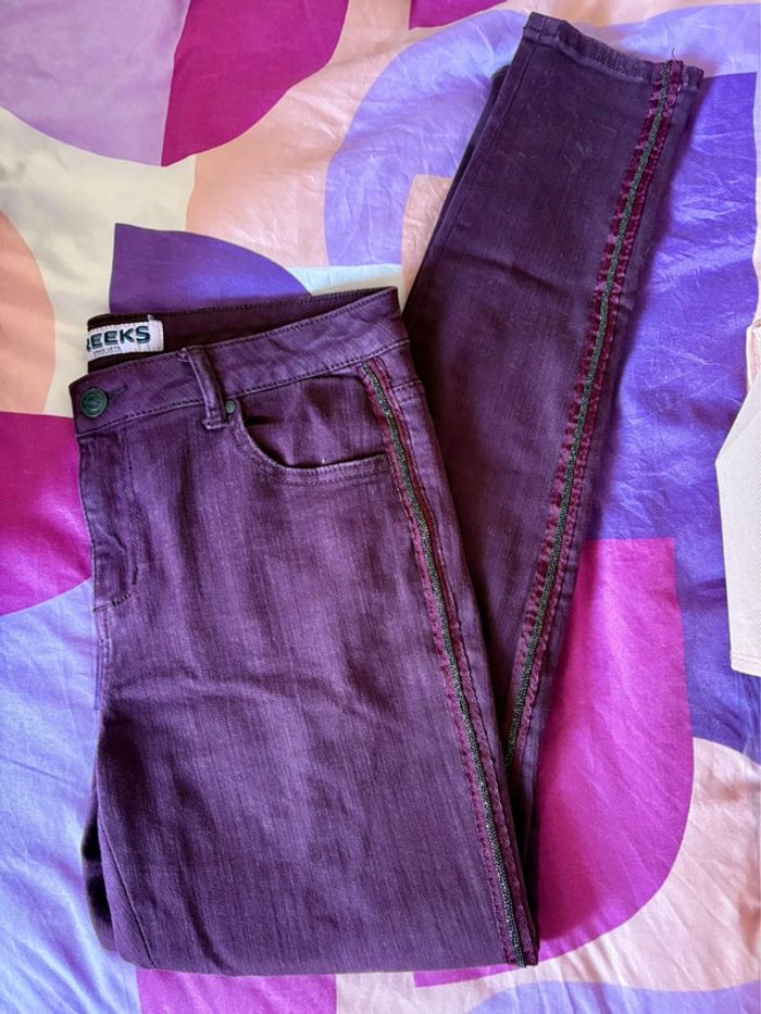 Jeans skinny taille mi-haute prune Creeks 40 - photo numéro 9