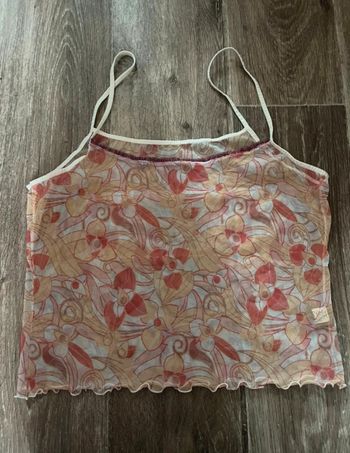 Débardeur transparent avec des fleurs, orange, Dim, L
