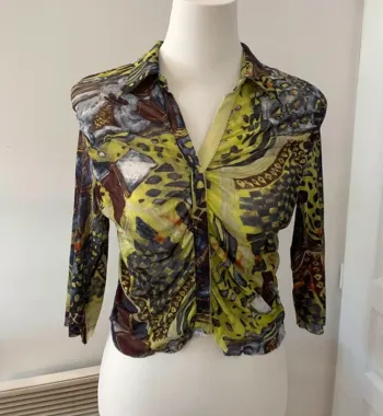 Garella Chemise haut top boutonné voilé imprimé femme taille 2/38