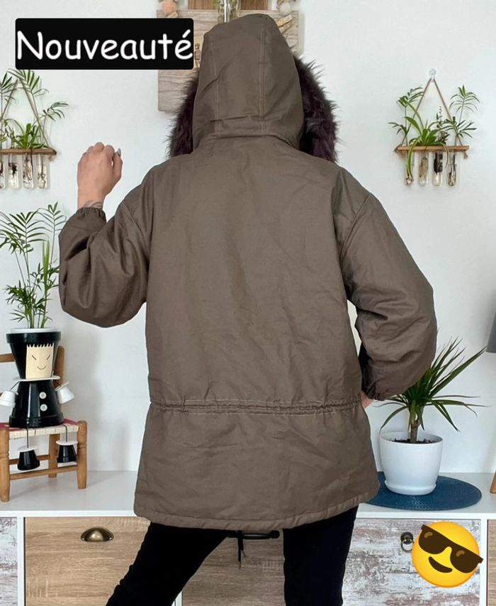 Parka à capuche kaki neuf toute douce à l’intérieur - taille M - ici moda - photo numéro 7