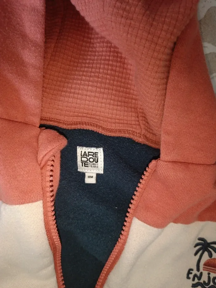 Pull à capuche la redoute 81cm bleu orange - photo numéro 2